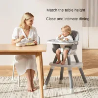 Portable Multifunctional Baby High Chair with Adjustable Height & Safety Harness