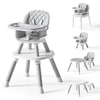Portable Multifunctional Baby High Chair with Adjustable Height & Safety Harness