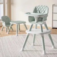 Portable Multifunctional Baby High Chair with Adjustable Height & Safety Harness