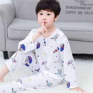 Summer Kids Cotton Pajama Set – Soft Cartoon Long Sleeve Breathable Sleepwear for Boys & Girls