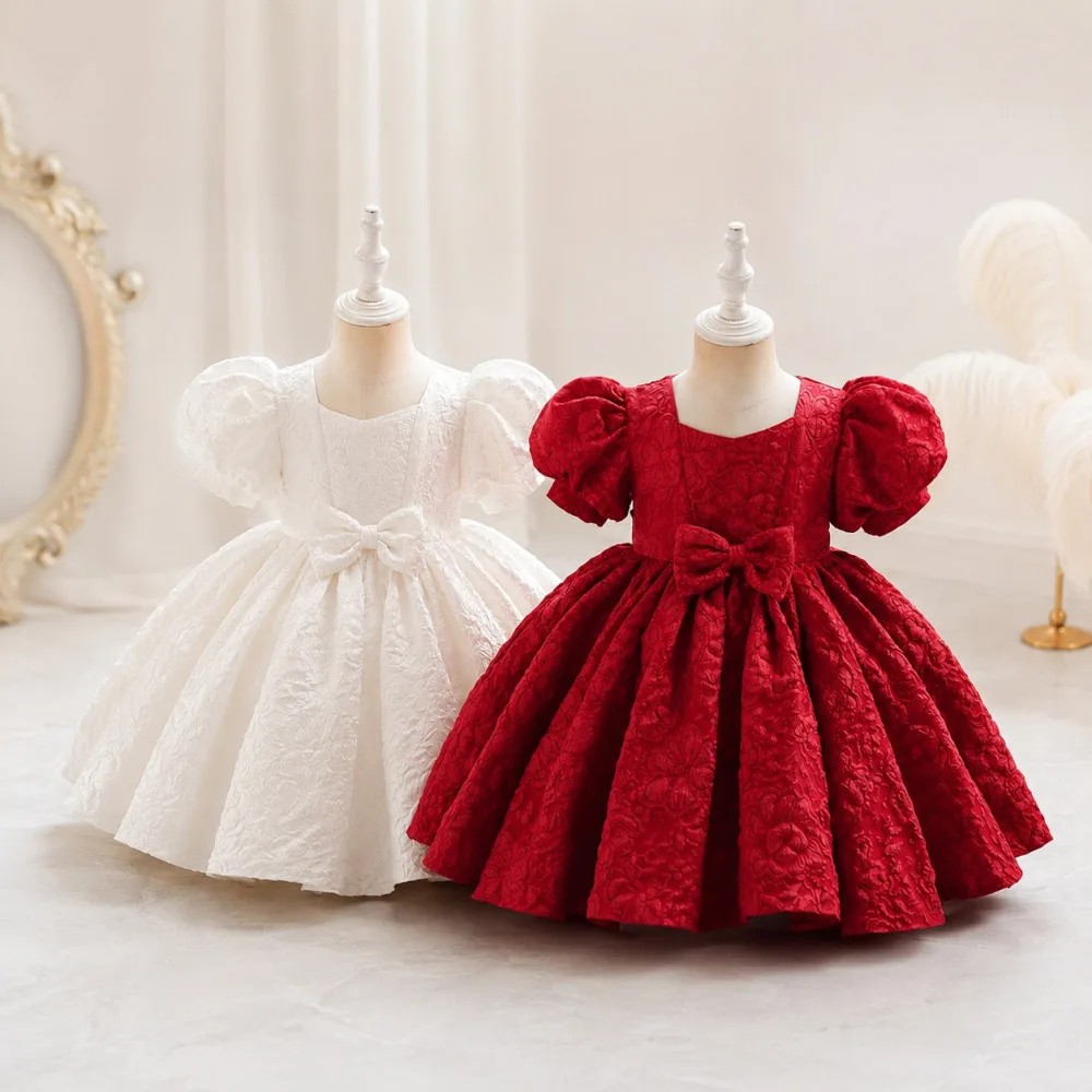 6m to 2 Year | High-End Baby Girl Princess Flower Girl Dress – 6m –2 Years |Red |White