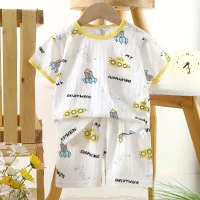 Children’s Cotton Summer Pajama Set – Short Sleeve Two-Piece with Cartoon Print | Passionate