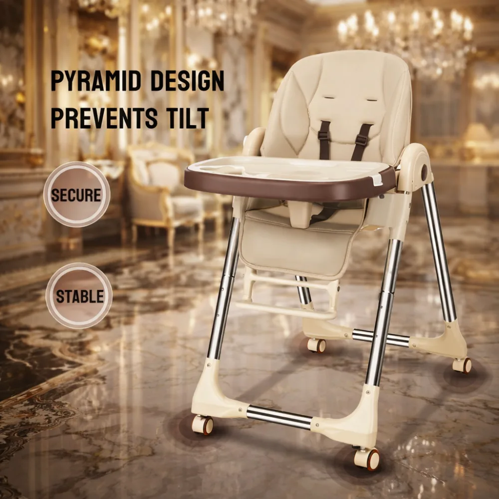 A330 Premium Reclining Height Adjustable Feeding High Chair (China) - Cream