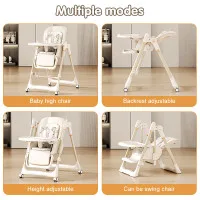 Adjustable Rocking Stainless Steel High Chair with Tray Dining Chair Solution for Babies and Toddlers for Feeding