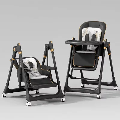 Adjustable Rocking Stainless Steel High Chair with Tray Dining Chair Solution for Babies and Toddlers for Feeding 