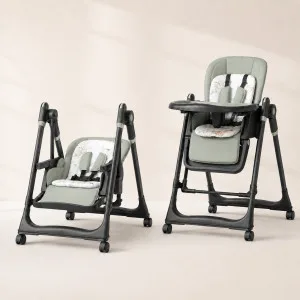 Adjustable Rocking Stainless Steel High Chair with Tray Dining Chair Solution for Babies and Toddlers for Feeding