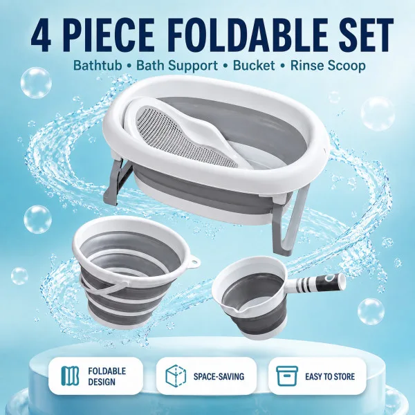 Multifunctional Folding Baby Bathtub | 4 Pcs Foldable Set