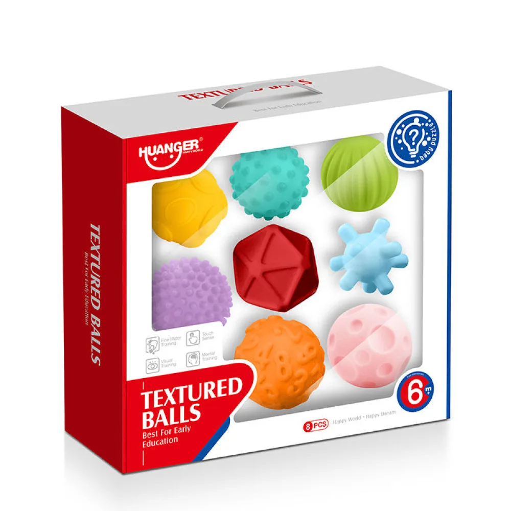 Huanger 8pcs Multi Set Develop Baby's Tactile Silicon Soft Sensory Balls Baby Texture Sensory Ball Toys