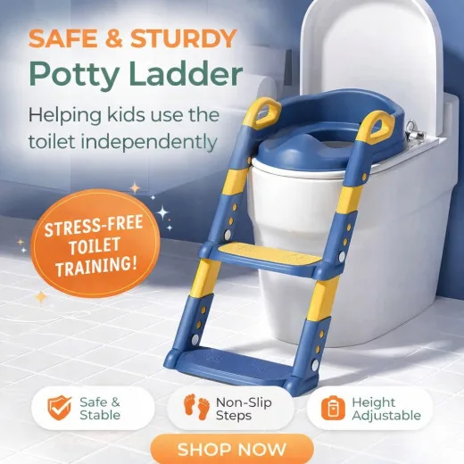 Potty Trainer Commode | With Ladder | Foldable | 2 In 1