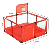 Playpen 4x4 Feet | Playpen for twin, with Basketball Hoop, Comes with Bracket, Stainless Steel Framming with 30 Pcs Ball