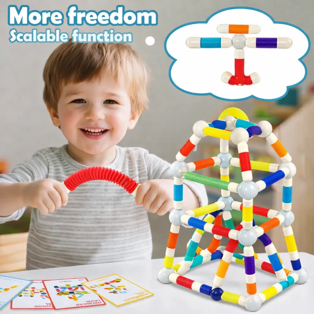 Magnetic Constructor Building Sticks with Flexible Tubes for Kids |