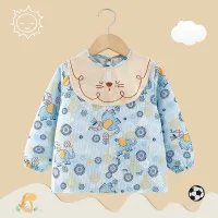 Corduroy Waterproof Baby Smock Bib – Long Sleeve Anti-Dirty Feeding Apron (0–2 Years) | Autumn Winter Reverse Wear Baby Protective Clothing