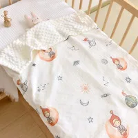 Newborn Cotton Gauze Baby Blanket – Soft Lightweight Summer Comfort Blanket (28 x 39 Inches) | Moon Girl Cartoon Swaddle