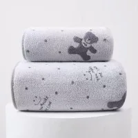 New Coral Velvet Floral Towel Set, Soft and Absorbent Printed Bath Towel, Home Daily Towel and Bath Towel Two-Piece Set (14*30 & 28*55 INCH)