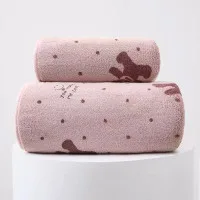 New Coral Velvet Floral Towel Set, Soft and Absorbent Printed Bath Towel, Home Daily Towel and Bath Towel Two-Piece Set (14*30 & 28*55 INCH)