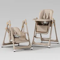 Adjustable Rocking Stainless Steel High Chair with Tray Dining Chair Solution for Babies and Toddlers for Feeding