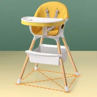 Modern Adjustable Baby High Chair with Storage Basket & Safety Harness 