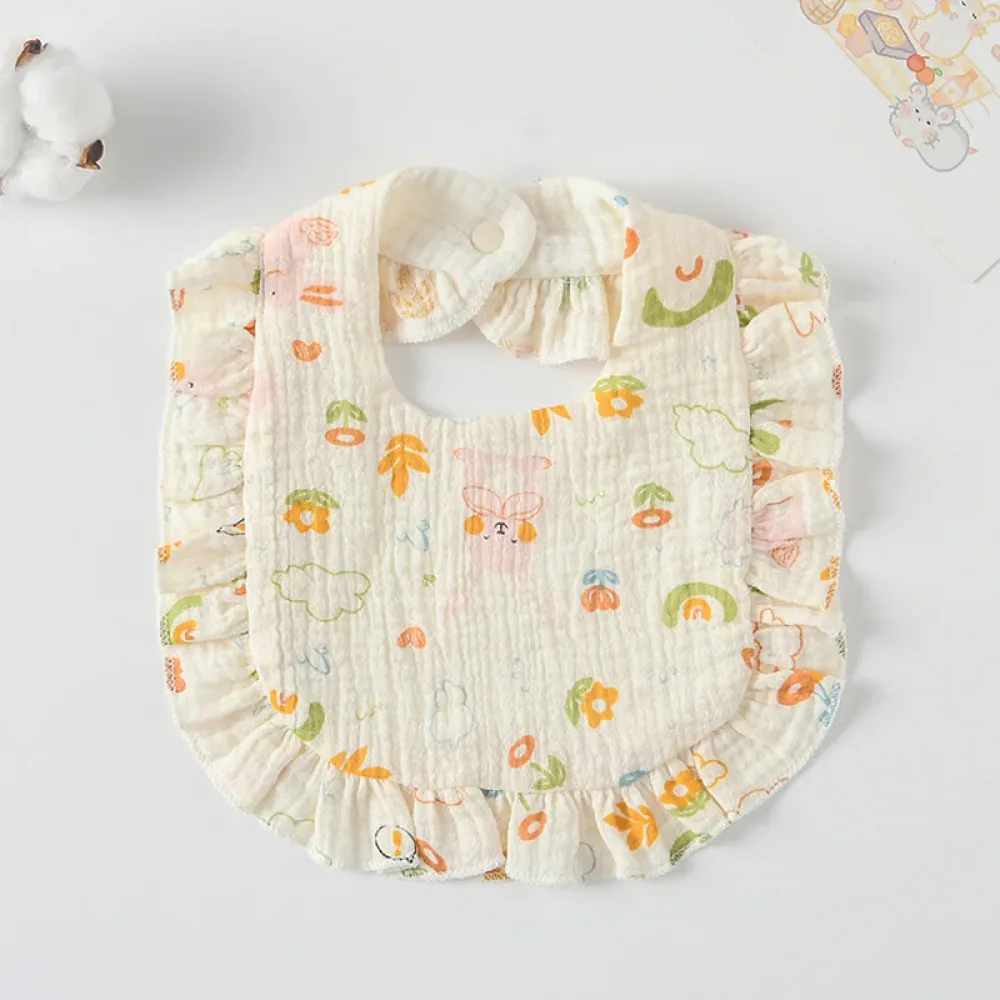 Korean Style Baby Feeding Bib | 0-1 Year | Garden pink rabbit.