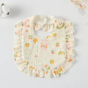 Korean Style Baby Feeding Bib | 0-1 Year | Garden pink rabbit.