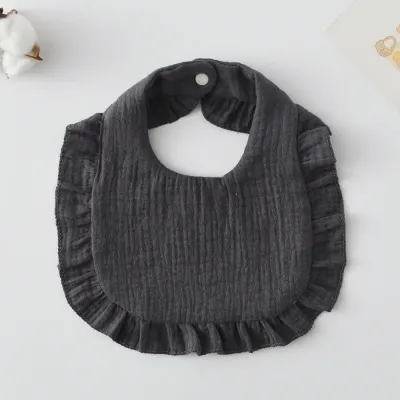 Korean Style Baby Feeding Bib | 0-1 Year | Solid Black