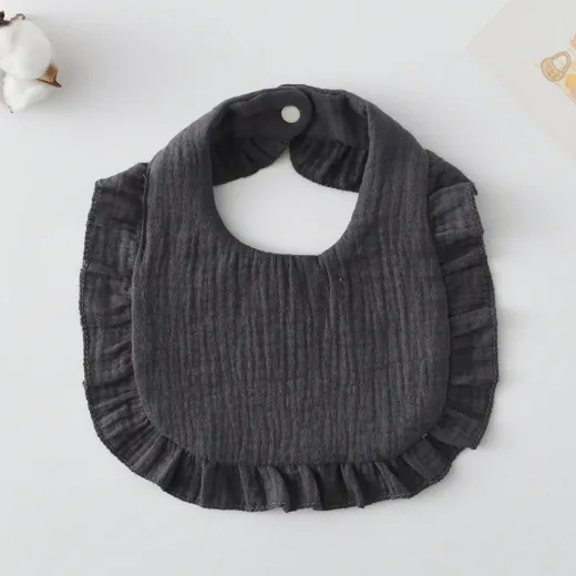 Korean Style Baby Feeding Bib | 0-1 Year | Solid Black