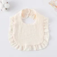 Korean Style Baby Feeding Bib | 0-1 Year | Solid Beige