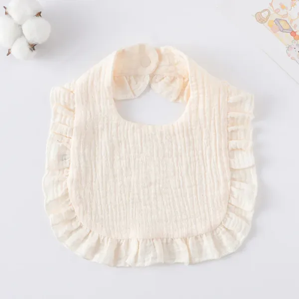 Korean Style Baby Feeding Bib | 0-1 Year | Solid Beige