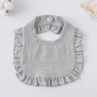 Korean Style Baby Feeding Bib | 0-1 Year | Solid Gray