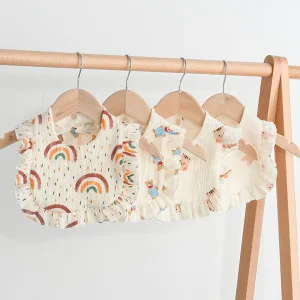 4 Pcs Korean Style Baby Feeding Bib | 0-1 Year | Random Print